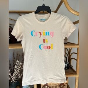 Crying is cool Cream Graphic Tee